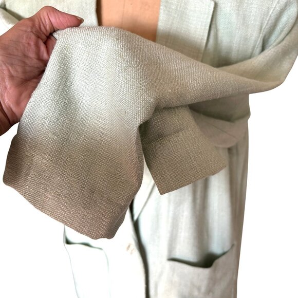 Savannah 100% Silk Mint Green Blazer Pockets & Single Button Closure Oversized M - Picture 8 of 9